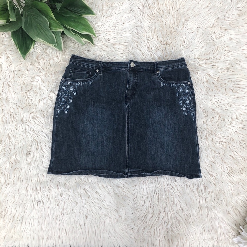 “Christopher & Banks” Embroidered Jean Skort